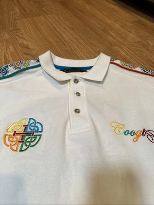 Polo Coogi Para Hombre XL Blanco Multicolor Bordado Estampado Informal Foto 1 de 4