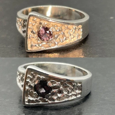 .145 CT COLOR CHANGE BLUE - RED SAPPHIRE .925 STERLING SILVER MENS RING SZ 9 7GR - Image 1 of 4