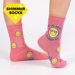 Sock It To Me Kids Crew Socks - Be a Nice Human (Shimmer!) - Age: 7-10 - Picture 1 of 2