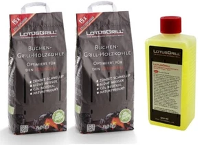 LotusGrill carbón de haya 2X 2,5 kg bolsa incl. pasta para quemar LotusGrill 500 ml - Imagen 1 de 1
