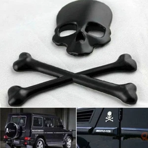Skull Bone Devil 3D Black Motorcycle Car Emblem Badge Logo Decal Metal Sticker - Bild 1 von 3