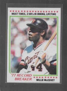 1978 TOPPS BASEBALL # 3 WILLIE McCOVEY RECORD BREAKER NICE CARD