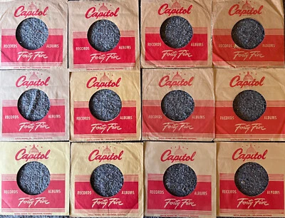 Lot of 12x CAPITOL RECORDS original RARE! "Forty Five" 1950s 7" 45rpm sleeves - Image 1 of 4