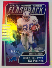 BARRY SANDERS 2020 PANINI ABSOLUTE FANTASY FLASHBACK PURPLE REFRACTOR #FF-BS 4/5