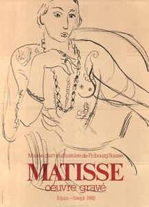 Matisse - Obra grabada Cartel de museo suizo ORIGINAL de 1982 Friburgo - Imagen 1 de 1