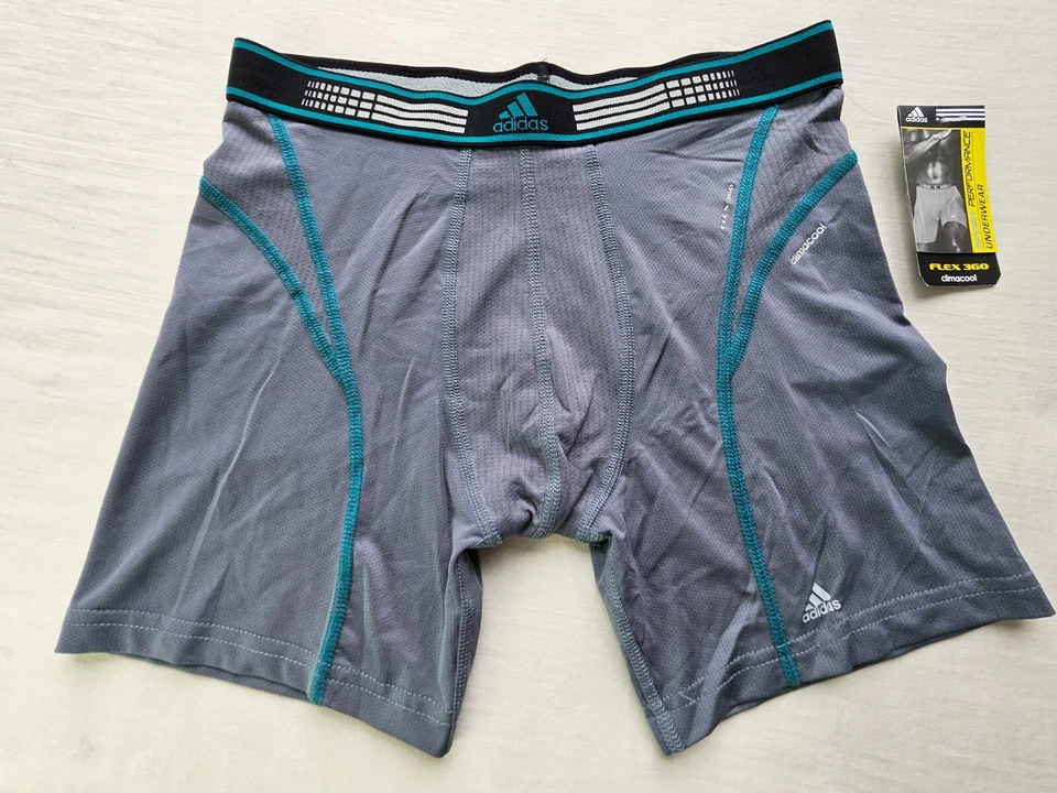 Cuecas boxer Adidas masculinas S 28-30 azul verde cinza desempenho Climacool Flex 360 - Imagem 1 de 1