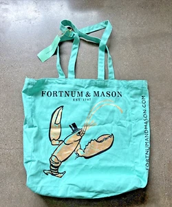 Fortnum & Mason blue Canvas Tote bag Eau De Nil Lobster NWT - Picture 1 of 13
