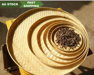 Bamboo Handmade Round Plates Bamboo Fruit Baskets Storage Multiple Use - Picture 1 of 3