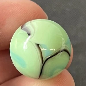 Vintage Glass Art Swirl Marble .6” Akro Agate Jabo Peltier Sea Green Brown - Picture 1 of 8