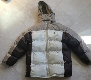 US POLO ASSN Coat Men's XL Tan & Brown Puffer Hood Pockets Winter Jacket Coat - Picture 1 of 14