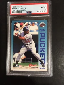 1992 FLEER KIRBY PUCKETT, #11, PSA 8, HOF (spedizione gratuita su qualsiasi 3!) - Foto 1 di 2