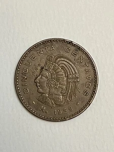 1959 Mexico cincuenta centavos Mexican Money Mexico 50 Cent Inventory 307 - Picture 1 of 4