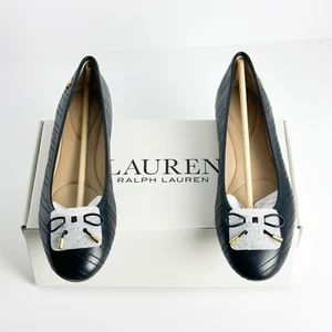 Lauren Ralph Lauren Women's Jayna Quilted Ballet Flats Black Leather Size 8 B - Picture 1 of 8
