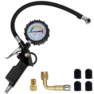 Manometro Pressione Gomme Professionale, 220 PSI Pistola Gonfiaggio Pneumatici E - Foto 1 di 7