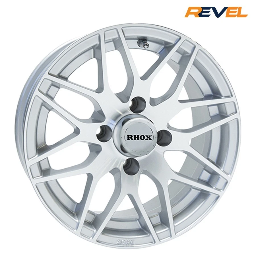 Set of 4, RHOX 13" Machined Silver Golf Cart Wheels, 13x6, Centered Offset Foto 1 de 2