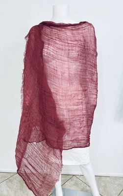 Brunello Cucinelli 亚麻披肩围巾砖红色 35 英寸 x 72 英寸男女通用 — 第 1/4 张图片