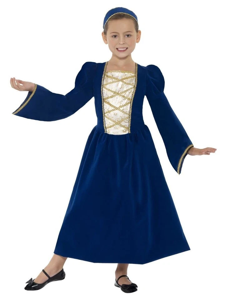 Smiffys Tudor Princess Girl Costume, Royal Blue (Size L) - Imagen 1 de 1