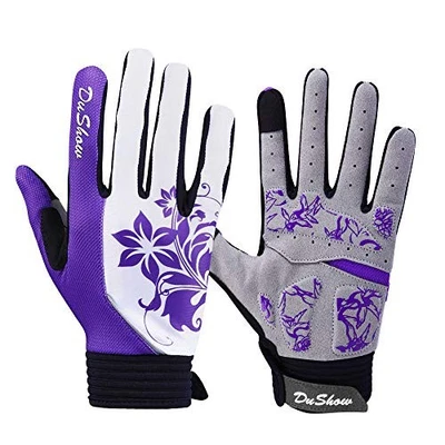  Guantes de Bicicleta para Mujer Ciclismo, Rosa Floral Guantes de Entrenamiento Medio Púrpura Foto 1 de 4