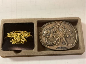 The Stampede Frederic Remington The Wounded Bunnies Vintage Belt Buckle - Picture 1 of 2