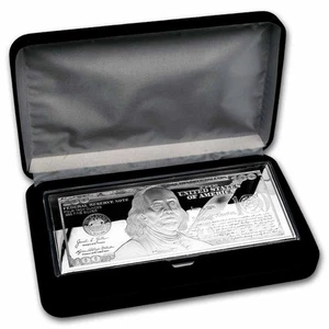 4 oz Silver Bar - 2025 $100 Bill (w/Box & COA) - Picture 1 of 4