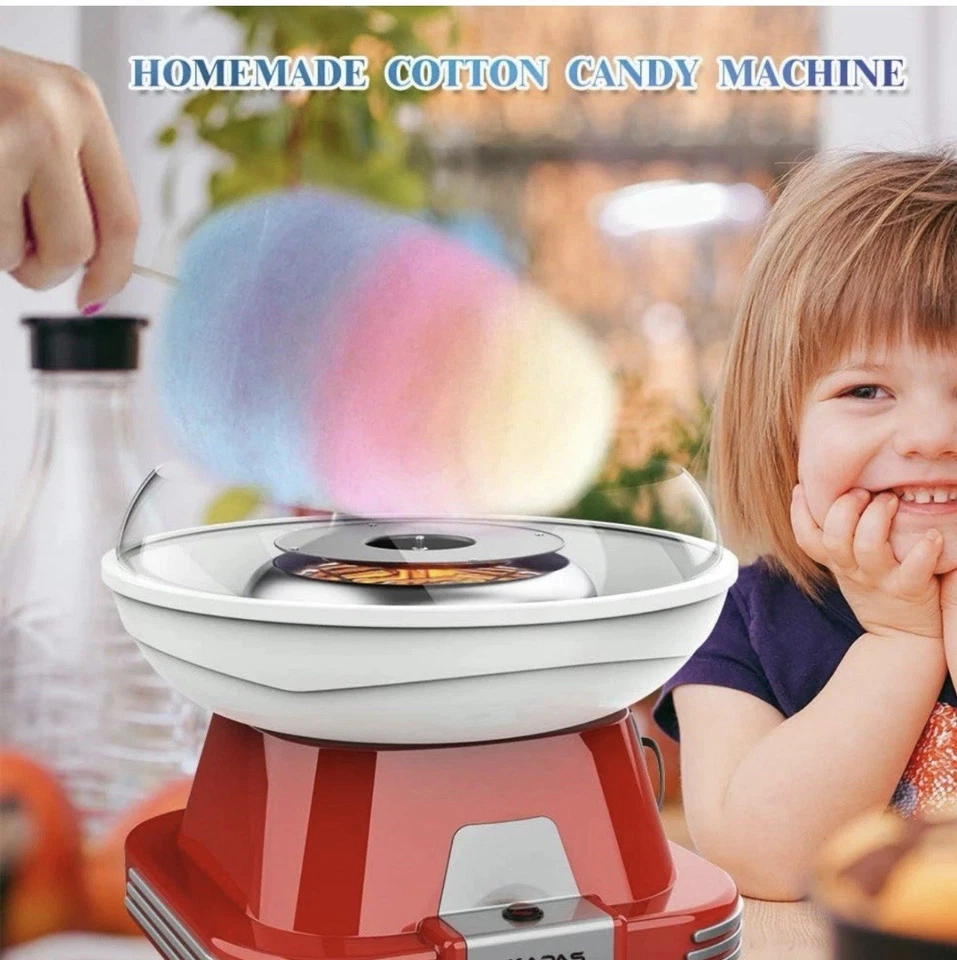 Cotton Candy Maker, Red Candyfloss Machine with Sucker for Kids' Party Holiday - Изображение 1 из 4