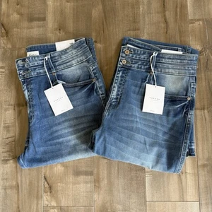 2 Stück NEU KanCan Curvy Schlagjeans 16W Midwash Denim roher Saum verblassend - Bild 1 von 13