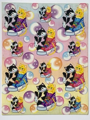 Hoja Adhesiva Vintage - Lisa Frank - Zapatilla Gatos Gatitos Zapatos Foto 1 de 2