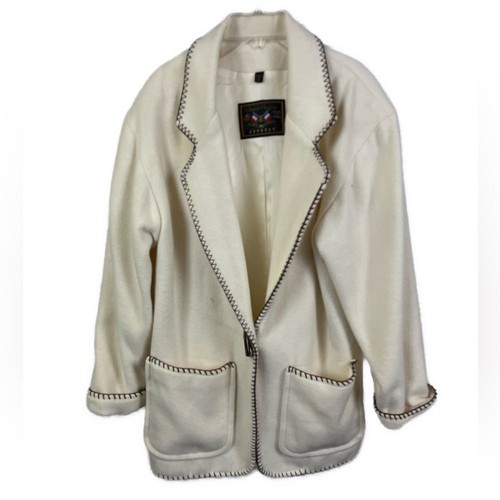 OFF WHITE Giacca oversize western vintage donna express misto lana panna taglia XS