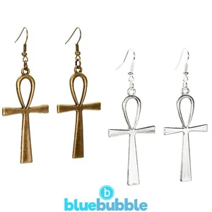 Bluebubble CLASSIC CROSS Large Ankh Earrings Religious Faith Vintage Rock Style - Bild 1 von 10