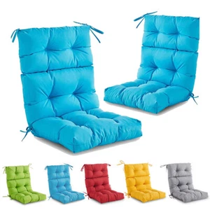 3 - Fold Patio Chair Cushion High Back Chair Cushions Pads with 4 Ties Outdoor - Picture 1 of 22