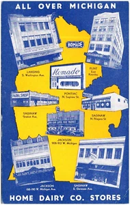 Hamade Stores Michigan, Multiview, Home Dairy Co Supermarkets Postcard - Picture 1 of 2