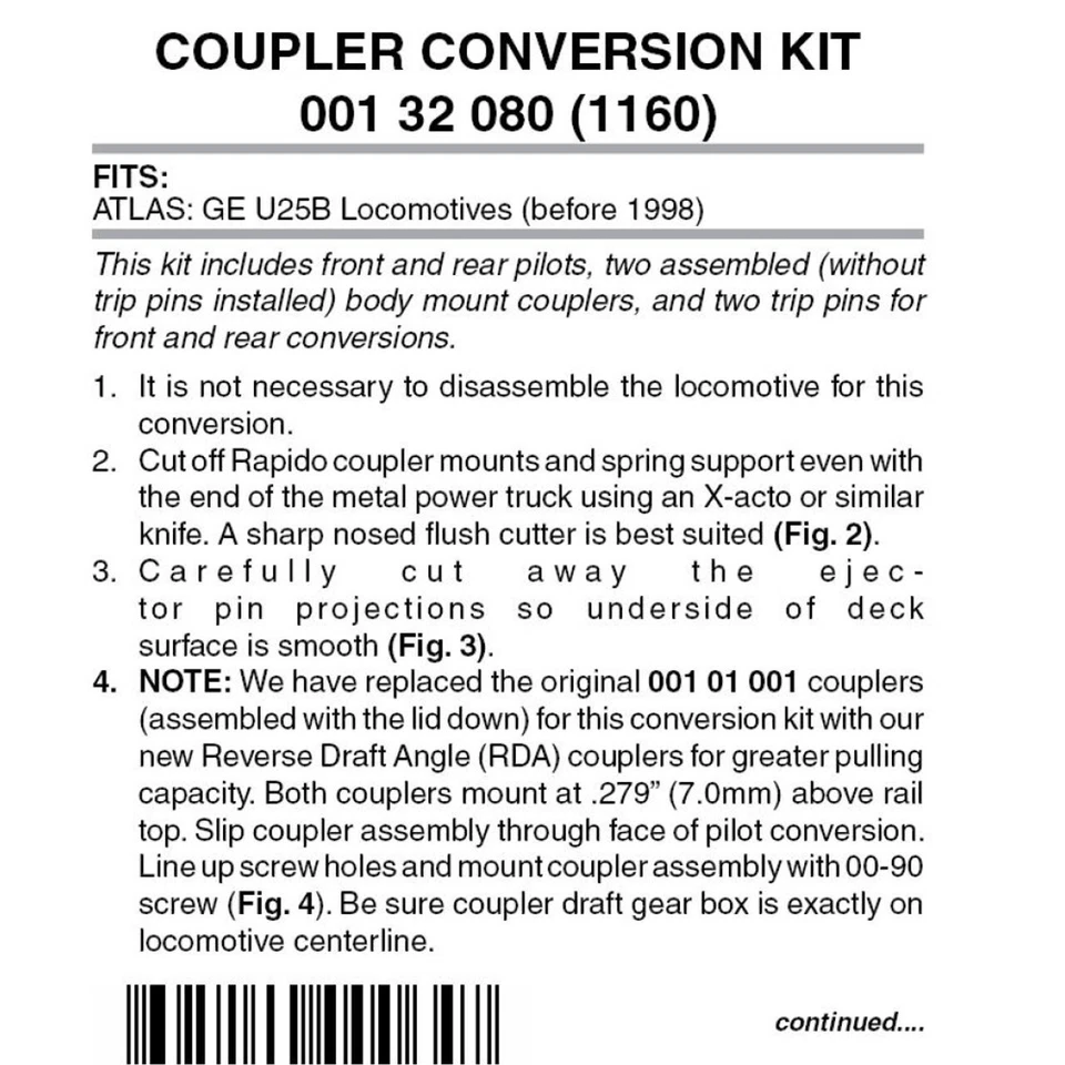 Micro Trains ~ N Scale ~ Pilot Locomotive Coupler Conversion Kit ~ 00132080 - Image 1 of 1