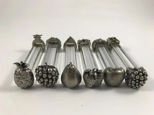 EINZIGARTIGES Vintage MESSER / BESTECK REST SET 6 - GLASSTANGEN mit METALLENDEN - Bild 1 von 5