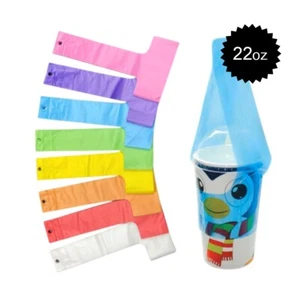 100 Coffee Cup Holder Boba Tea Drink Plastic Carrier Bag Handle Colorful 16 22oz - Picture 1 of 15