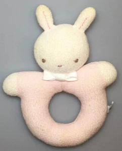 Familiar Brand Pink BUNNY RABBIT Ring RATTLE PLUSH Soft Baby TOY 6” - Picture 1 of 2