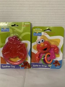 Sesame Street Beginnings New Elmo Teether Toy & Rattle With Rings. Lot Of 2 - Picture 1 of 3