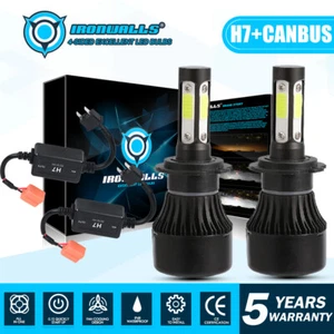 Bombillas de faros LED H7 4 lados 2400W 6000K blancas + Canbus antiparpadeo sin errores - Imagen 1 de 12