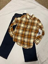 LOT CHILDRENS PLACE boys long sleeve plaid shirt and carpenter jeans NWT sz 7