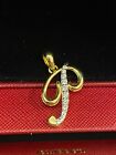 Pave 0.54 Cts Round Brilliant Cut Diamonds Initial "P" Pendant In 585 14K Gold