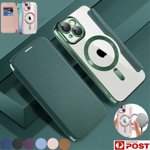 For iPhone 16 15 14 13 12 11 Pro Max Plus Case magsafe Leather Wallet Flip Cover - Picture 1 of 29