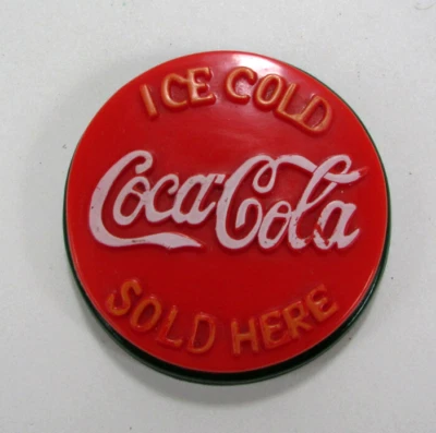 Vtg 1996 Coca Cola Rubber Refrigerator Fridge Magnet 2.5" Ice Cold Sold Here - Image 1 of 4