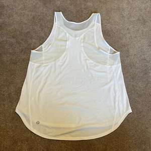 Lululemon weißes ärmelloses Racerback-Shirt ohne Etikett Größe 10/12? Tank Top Mesh - Bild 1 von 7