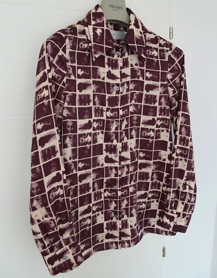 VICTORIA BECKHEM Double Collar Satin Button Down Shirt Face Print Blouse S 10UK - Image 1 of 4