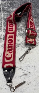 Vintage Canon rot creme Kameragurt 1,5" breit gewebt Umhängeband - Bild 1 von 11