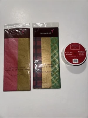 2 PAPYRUS Christmas Themed Tissue Paper And World Market Holiday Curling Ribbons - Image 1 of 4
