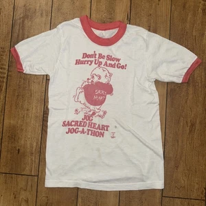 Vintage Sport-T By Stedman Sacred Heart Ringer T-Shirt Med 13x20 - Picture 1 of 7