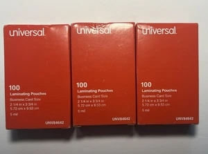 LAMINATING POUCHES - BUSINESS CARD POUCHES 2-1/4" X 3-3/4", 5 MIL Universal 3pk - Picture 1 of 2