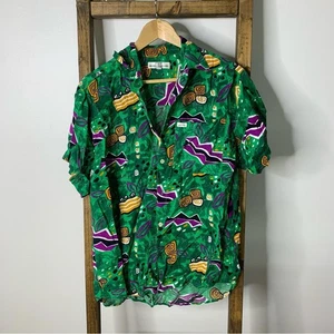 Guess 90S Vintage Georges Marciano Geometric Pattern Button Down Shirt M - Picture 1 of 5
