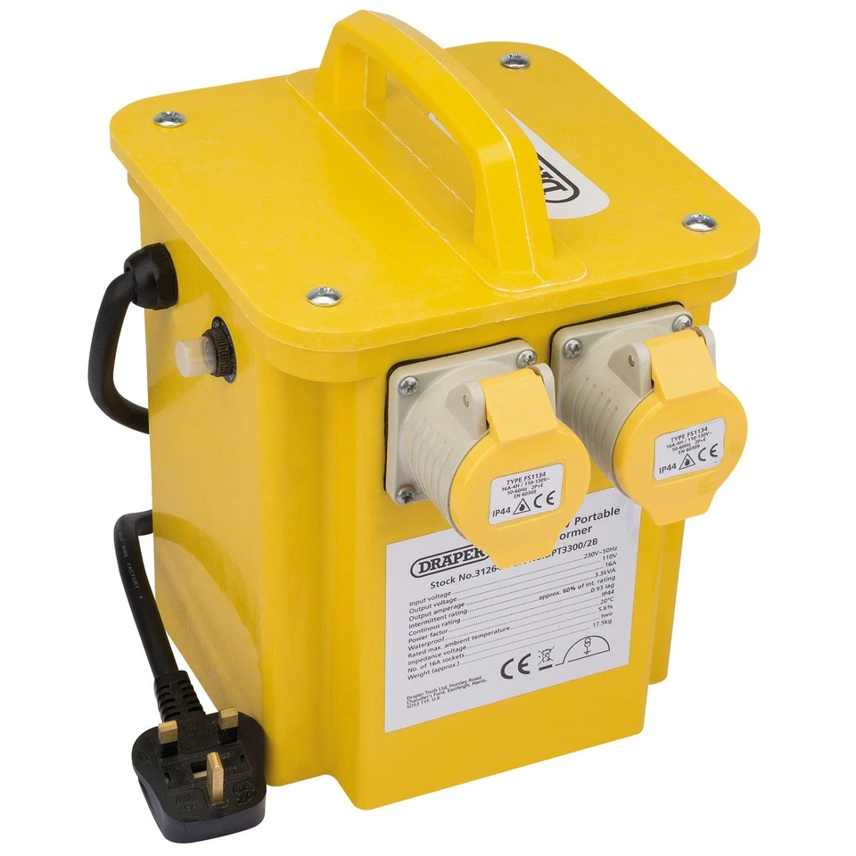 Draper Tools 31264 3.3kva 230v to 110v Portable Transformer