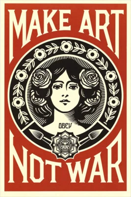 Make Art Not War Silk Vintage Print Painting Wall Art Home Decor - POSTER 20x30 - Image 1 of 4